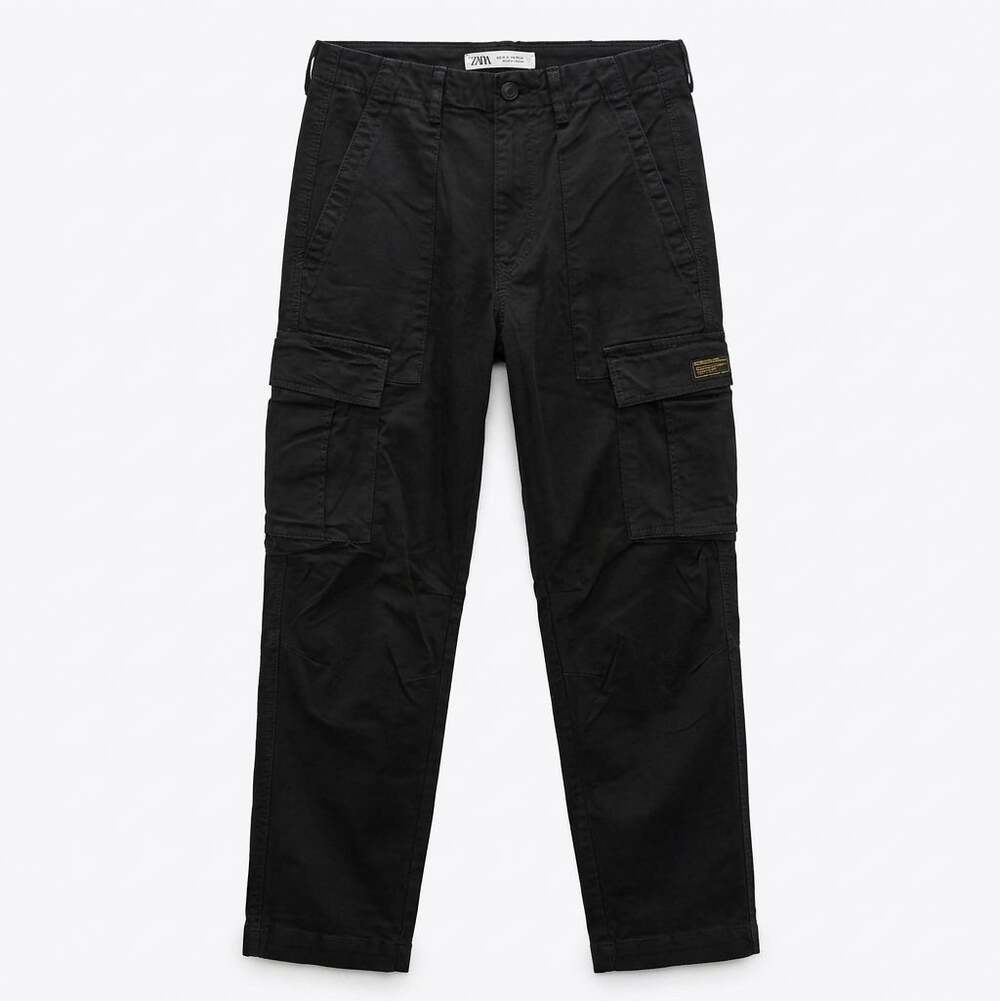 Zara Men's Black Utility Cargo Pants Size 30 Slim Tapered Gorpcore Streetwear
